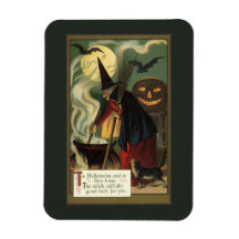Vintage Halloween-Hexe-rührender magischer großer  Vinyl Magnete
