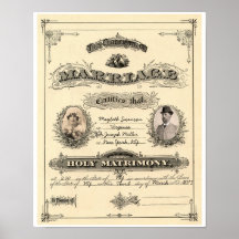 Vintage Heirat-Lizenz Plakatdruck