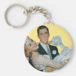 Vintage Hochzeit, Bräutigam-tragende Braut, Jungve Schlüsselanhänger