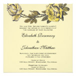 Vintage Hochzeit, gelber antiker Garten-RoseWreath Personalisierte Einladungskarten