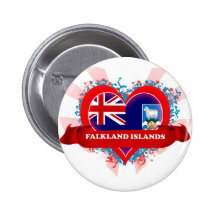 Vintage i-Liebe Falklandinseln Anstecknadelbutton