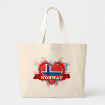 Vintage i-Liebe Norwegen Leinentasche