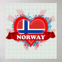 Vintage i-Liebe Norwegen Posterdrucke