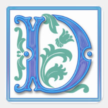 Vintage Initial D - Monogram D<br> Square Sticker