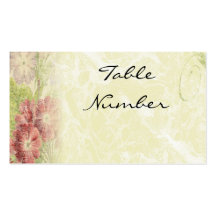 Vintage inspirierte BlumenTischnummer-Karten Visitenkarte