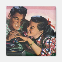 Vintage Jugendliche, Liebe Romance, Versprechen-Ri Kühlschrankmagnet