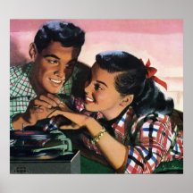 Vintage Jugendliche, Liebe Romance, Versprechen-Ri Plakatdruck
