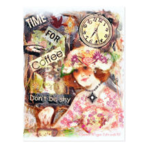 Vintage Kaffee-Dame Postcard Postkarten