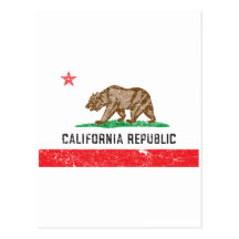 Vintage Kalifornien-Flagge Postkarte