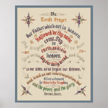 Vintage Kalligraphie-Lords Prayer 1889 Plakatdrucke