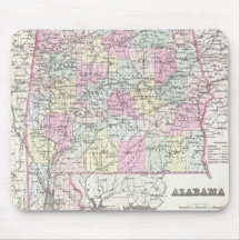 Vintage Karte von Alabama (1855) Mousepad