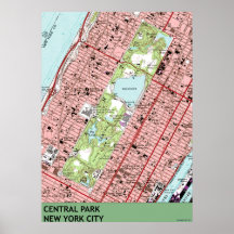 Vintage Karte von Central Park 4ft durch 6ft auf s Posterdruck