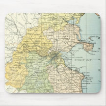 Vintage Karte von Dublin und von Umgebung (1900) Mauspads