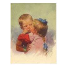 Vintage Kinder, die Kunst, Karl Feiertag 1910 küss Postkarte