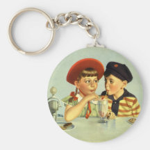 Vintage Kinder, Junge und Mädchen, die eine Erschü Schlüsselband