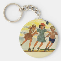 Vintage Kinder, Jungen-Mädchen-Spaß-Rollen-Skaten Schlüsselbänder