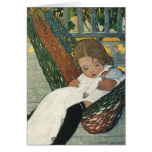 Vintage Kinderhängematten-Puppe; Jessie Willcox Sm Grußkarten