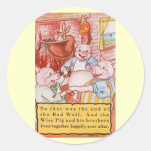 Vintage kleine Schweine der feenhaften Geschichten Runder Sticker
