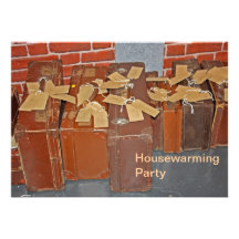 Vintage Koffer mit Aufkleber-Party Einladung