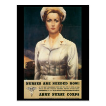 Vintage Kriegs-Postkarten, US-Krankenschwester-Kor