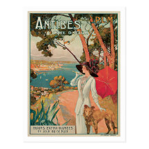 Vintage Kunst Antibes Côte d'Azur Frankreichs Postkarten