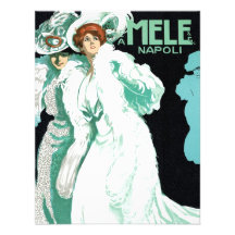 Vintage Kunst Nouveau; Extravagante Frauen mit Pel Personalisierte Ankündigung