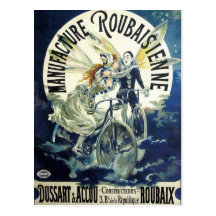 Vintage Kunst Nouveau; Feenhafter Pierrot Fahrrad- Postkarten