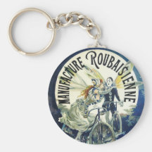 Vintage Kunst Nouveau; Feenhafter Pierrot Fahrrad- Schlüsselbänder