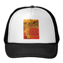Vintage Kunst Nouveau Musik; La Boheme Oper, 1896 Trucker Caps