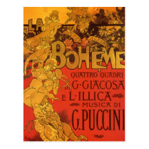 Vintage Kunst Nouveau Musik; La Boheme Oper, 1896 Postkarten