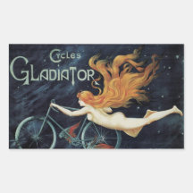 Vintage Kunst Nouveau Redhead-Frauen-Gladiator-Zyk Rechrteckaufkleber
