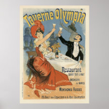 Vintage Kunst Nouveau; Taverne Olympia, Getränk-Pa Plakat