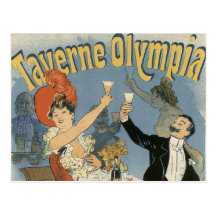 Vintage Kunst Nouveau; Taverne Olympia, Getränk-Pa Postkarten