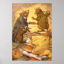 Vintage Land-Maus, Stadt-Mäuseäsops Fabel Plakat