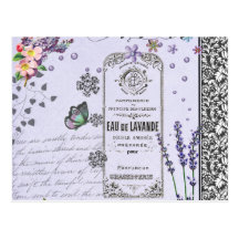 Vintage Lavendel-Collage Postkarten