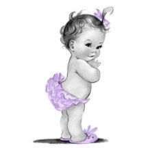 Vintage Lavender Purple Baby Girl Shower Cut Out