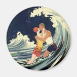 Vintage Liebe in der Brandung, romantischer Kuss d Magnete