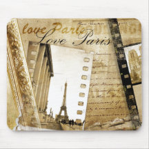 Vintage Liebe-Paris-Mausunterlage Mousepads