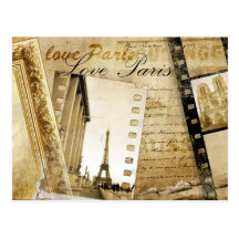 Vintage Liebe-Paris-Postkarte