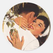 Vintage Liebe Romance, Paar in einer liebevollen U Runder Aufkleber