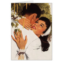 Vintage Liebe Romance, Paar in einer liebevollen U Grußkarte
