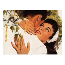 Vintage Liebe Romance, Paar in einer liebevollen U Postkarten