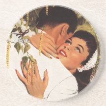 Vintage Liebe Romance, Paar in einer liebevollen U Getränkeuntersetzer