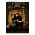 Vintage Liebe und Romance Paar-romantischer Kamin Karte