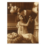 Vintage Liebe und Romance, romantische Musik Postkarte