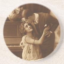 Vintage Liebe und Romance, romantische Musik Getränkeuntersetzer