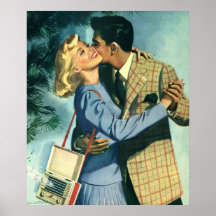 Vintage Liebe und Romance, Weihnachtstanz Poster
