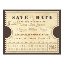 Vintage Lochkarte-Karte Save the Date Personalisierte Ankündigungskarten