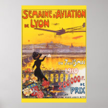 Vintage Luftfahrt-Woche in Lyon Frankreich Plakatdruck