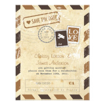 Vintage Luftpost-Karte Save the Date Personalisierte Ankündigungskarte
